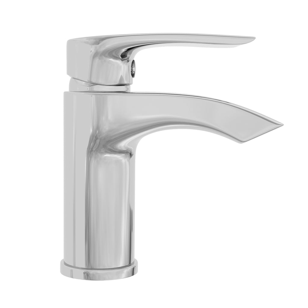 Chrome Sleek Waterfall Basin Tap Mono Mixer Faucet - Solid Brass Deck Mounted