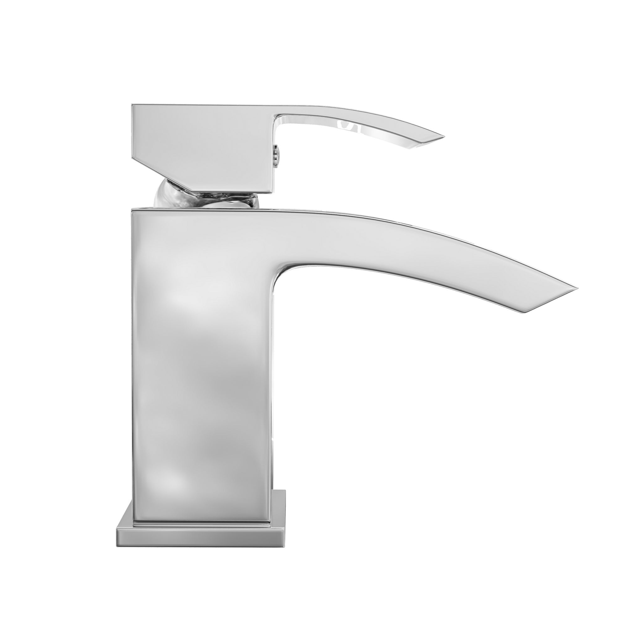 Chrome Square Waterfall Basin Tap Mono Mixer Faucet - Solid Brass Deck Mounted