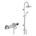 FNX Bathrooms Thermostatic Bath Shower Mixer Tap & Round 3-Way Shower Kit - Polished Chrome
