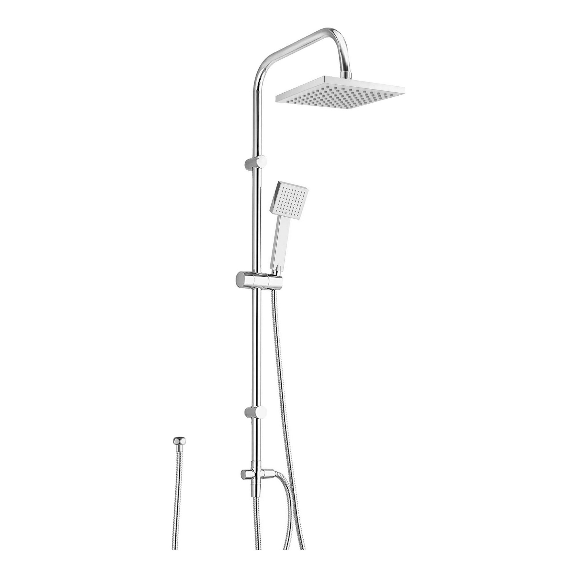 FNX Bathrooms Thermostatic Bath Shower Mixer Tap & Round 3-Way Shower Kit - Polished Chrome