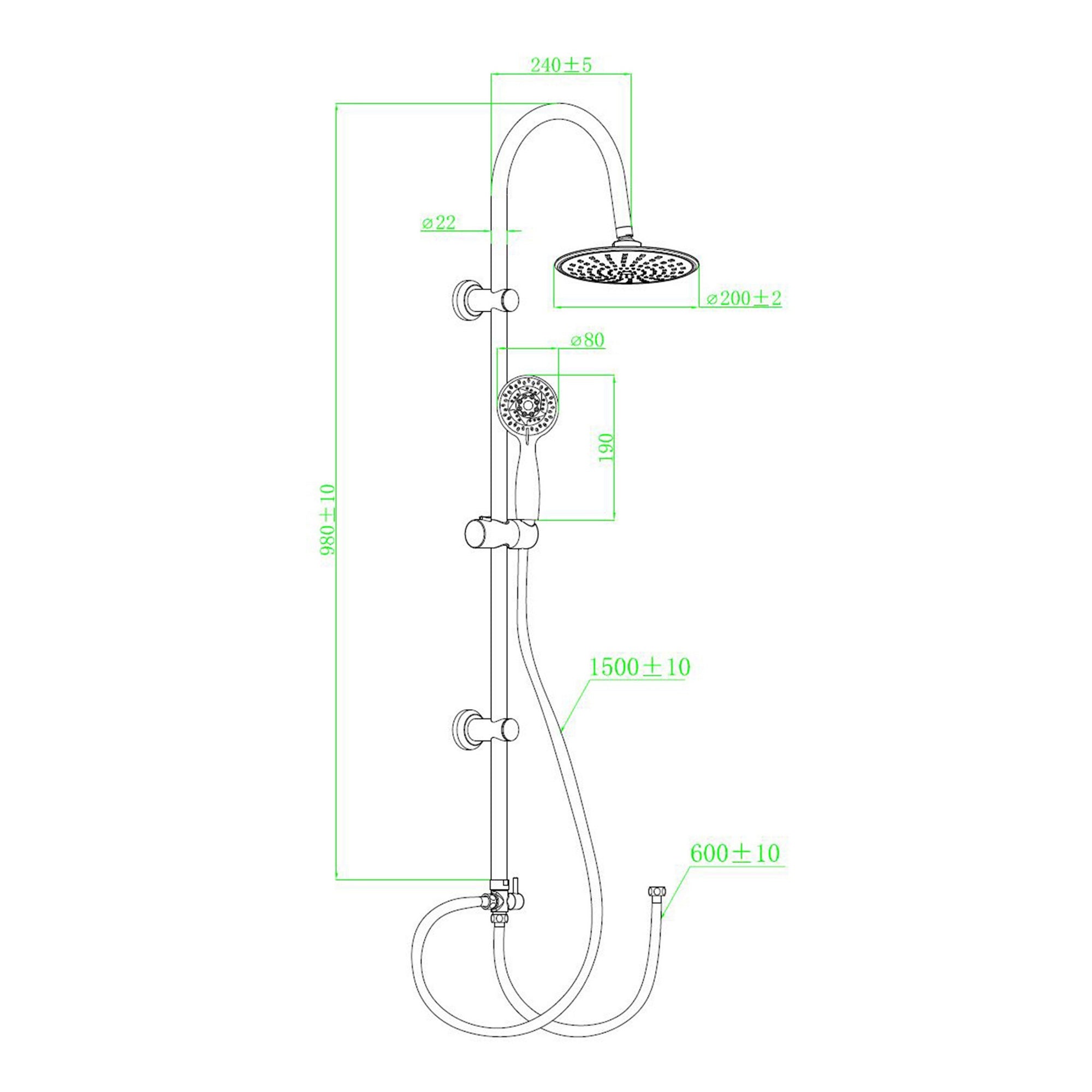 FNX Bathrooms Thermostatic Bath Shower Mixer Tap & Round 3-Way Shower Kit - Polished Chrome