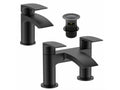 Sleek Matt Black Waterfall Bath Filler & Basin Mixer Tap Solid Brass