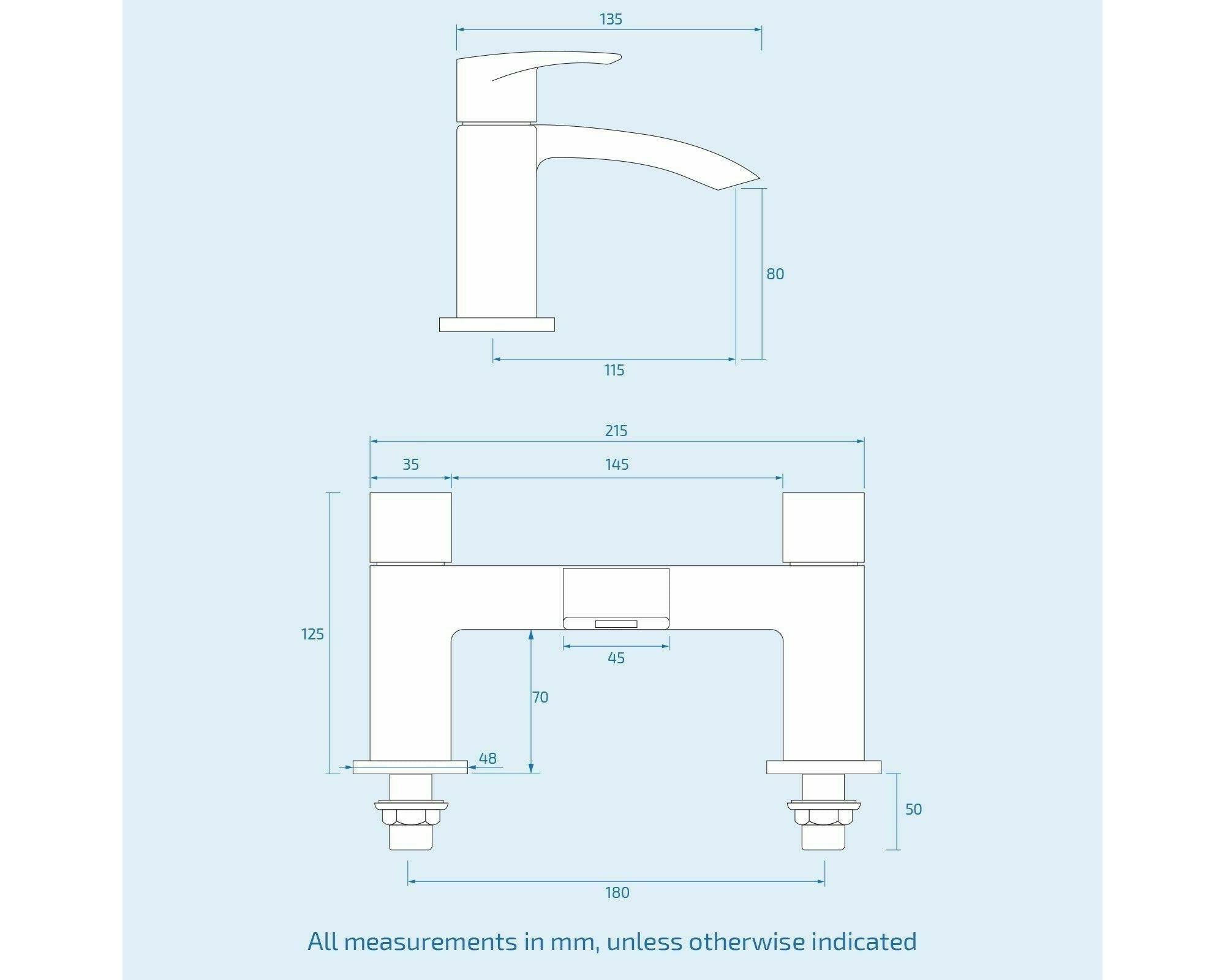 Sleek Matt Black Waterfall Bath Filler & Basin Mixer Tap Solid Brass