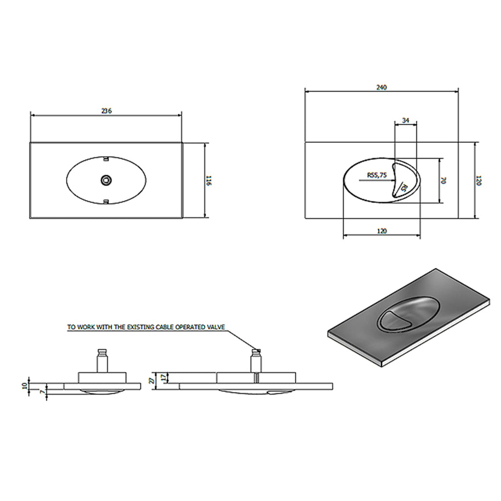 FNX Bathrooms Concealed WC Cistern with Rectangular Chrome Dual Flush Plate, 6/3L