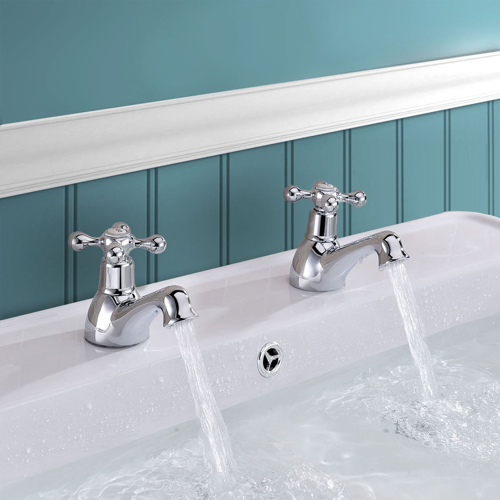 Sterling Traditional Bath Filler Mixer & Basin Tap Pack Hot & Cold Pair Inc. Bath Waste - Chrome