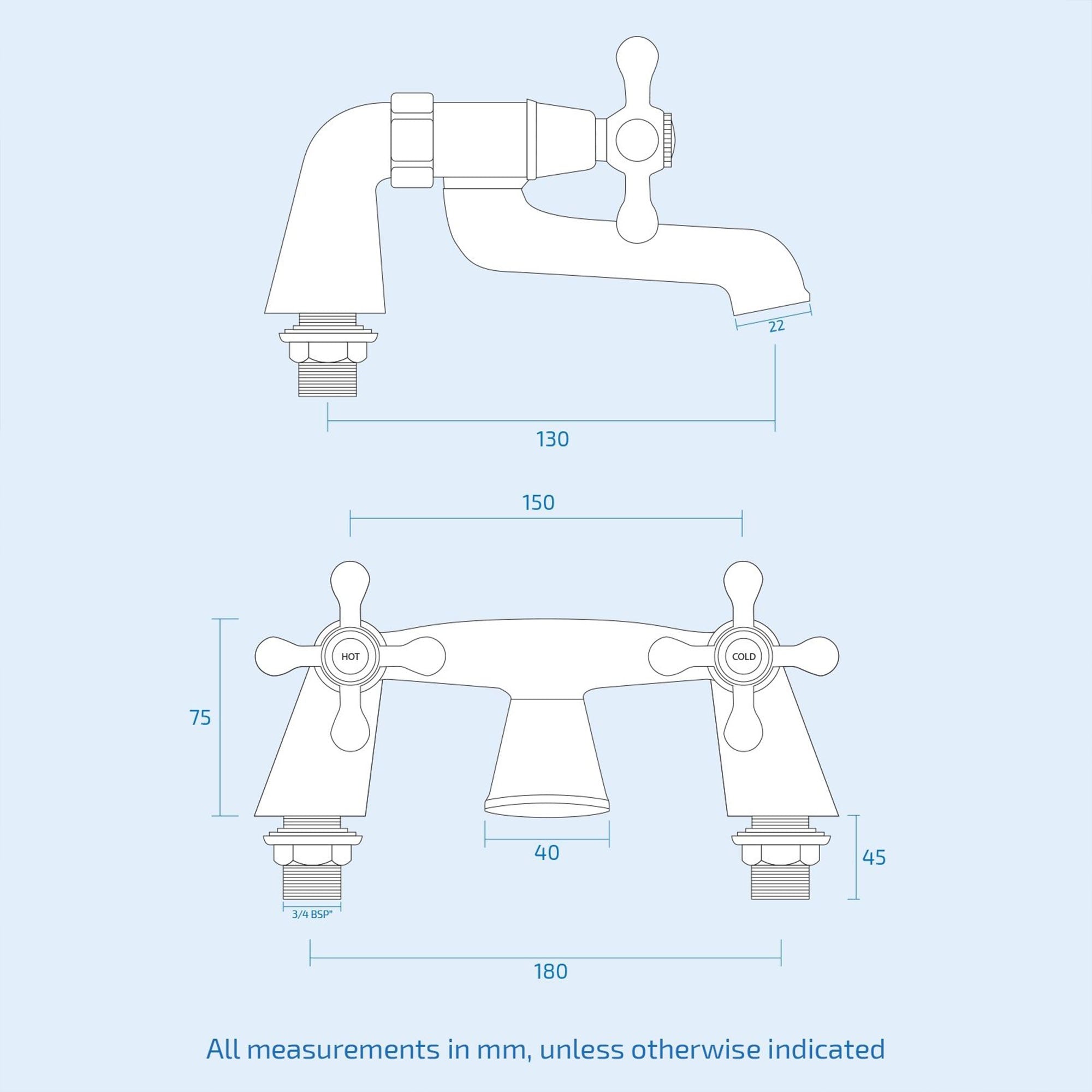 Sterling Traditional Bath Filler Mixer & Basin Tap Pack Inc. Retainer Bath Waste - Chrome