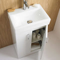 450mm Compact Bathroom Vanity Unit with Basin, Gloss White, Floorstanding - 2-Door Storage for Cloakrooms & Small Bathrooms