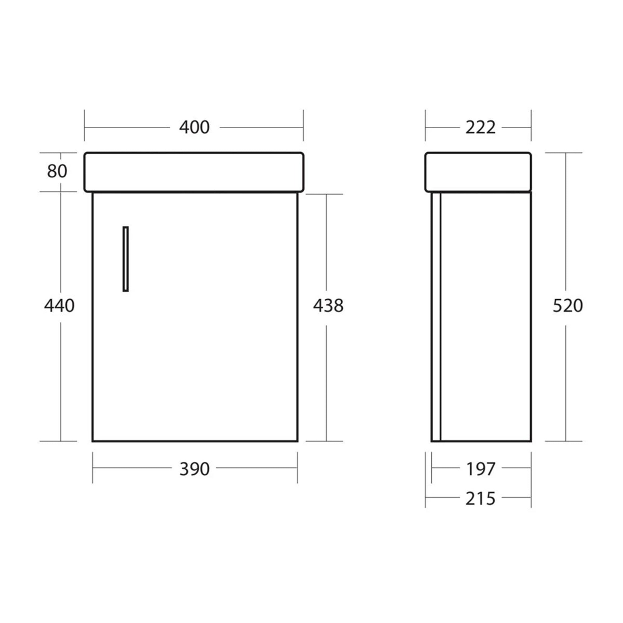 Anthracite Grey 400 Wall Hung Basin Sink Vanity Unit & Sleek Basin Tap