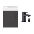 Anthracite Grey 400 Wall Hung Basin Sink Vanity Unit & Matt Black Form Basin Tap & Handle