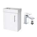 Gloss White 400 Wall Hung Basin Sink Vanity Unit & Lucia Basin Tap