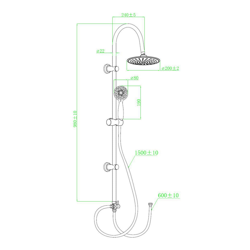 Modern Chrome Waterfall Bath Shower Mixer Tap with 5-Mode Handset & Round Overhead Rigid Riser Kit