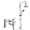 Chrome Sleek Waterfall Bath Shower Mixer Tap With Round 3 Way Overhead Shower Kit