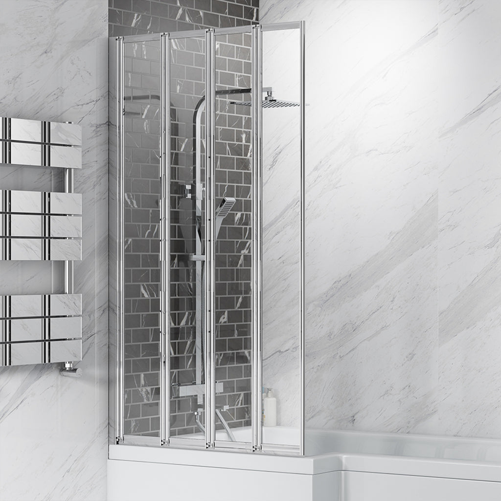4 Fold Folding Bath Screen 800 x 1400mm Chrome