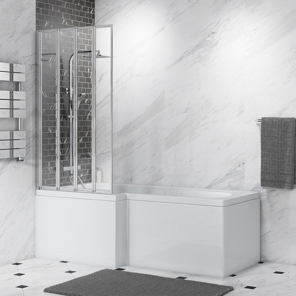 4 Fold Folding Bath Screen 800 x 1400mm Chrome