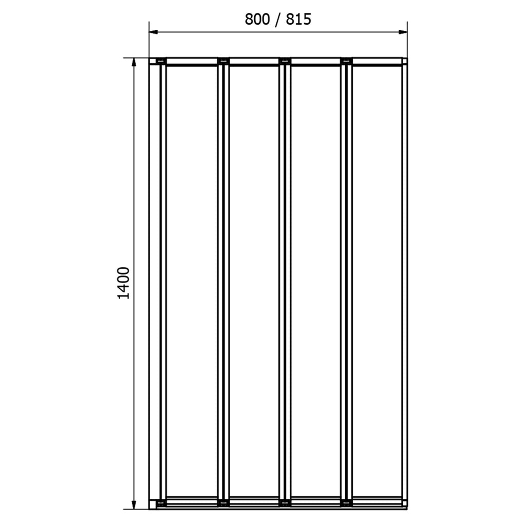 4 Fold Folding Bath Screen 800 x 1400mm Chrome