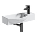460mm Wall Hung Cloakroom Basin with Matt Black Waterfall Tap & Bottle Trap - Complete Kit