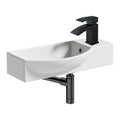 460mm Wall Hung Cloakroom Basin & Matt Black Tap Set with Pop-Up Waste & Bottle Trap