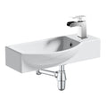 Modern 460mm Wall-Hung Cloakroom Basin & Chrome Waterfall Tap Kit with Waste & Bottle Trap