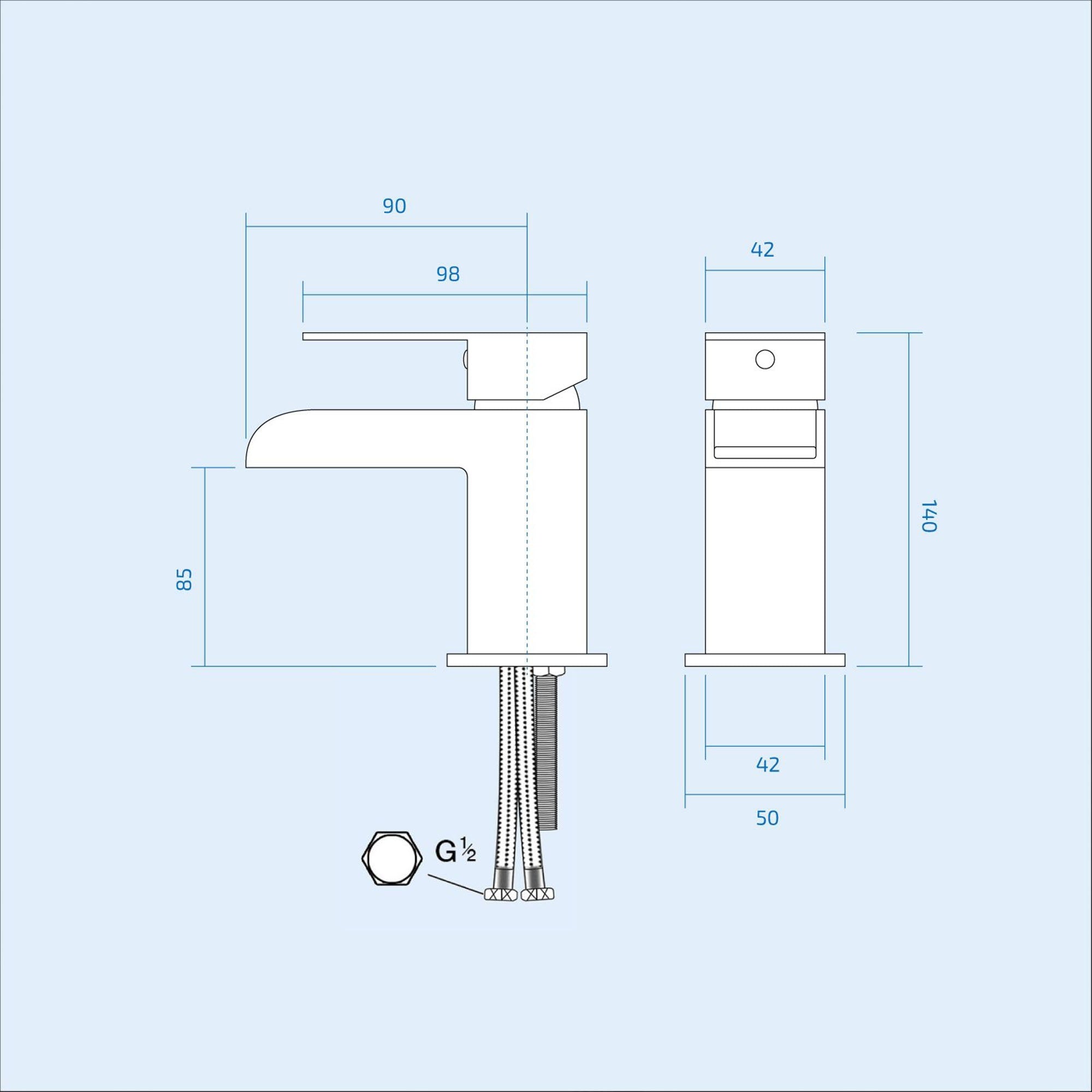 Modern 460mm Wall-Hung Cloakroom Basin & Chrome Waterfall Tap Kit with Waste & Bottle Trap