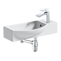 FNX 460mm Wall Hung Cloakroom Basin with Chrome Lucia Waterfall Tap & Pop-Up Waste Set