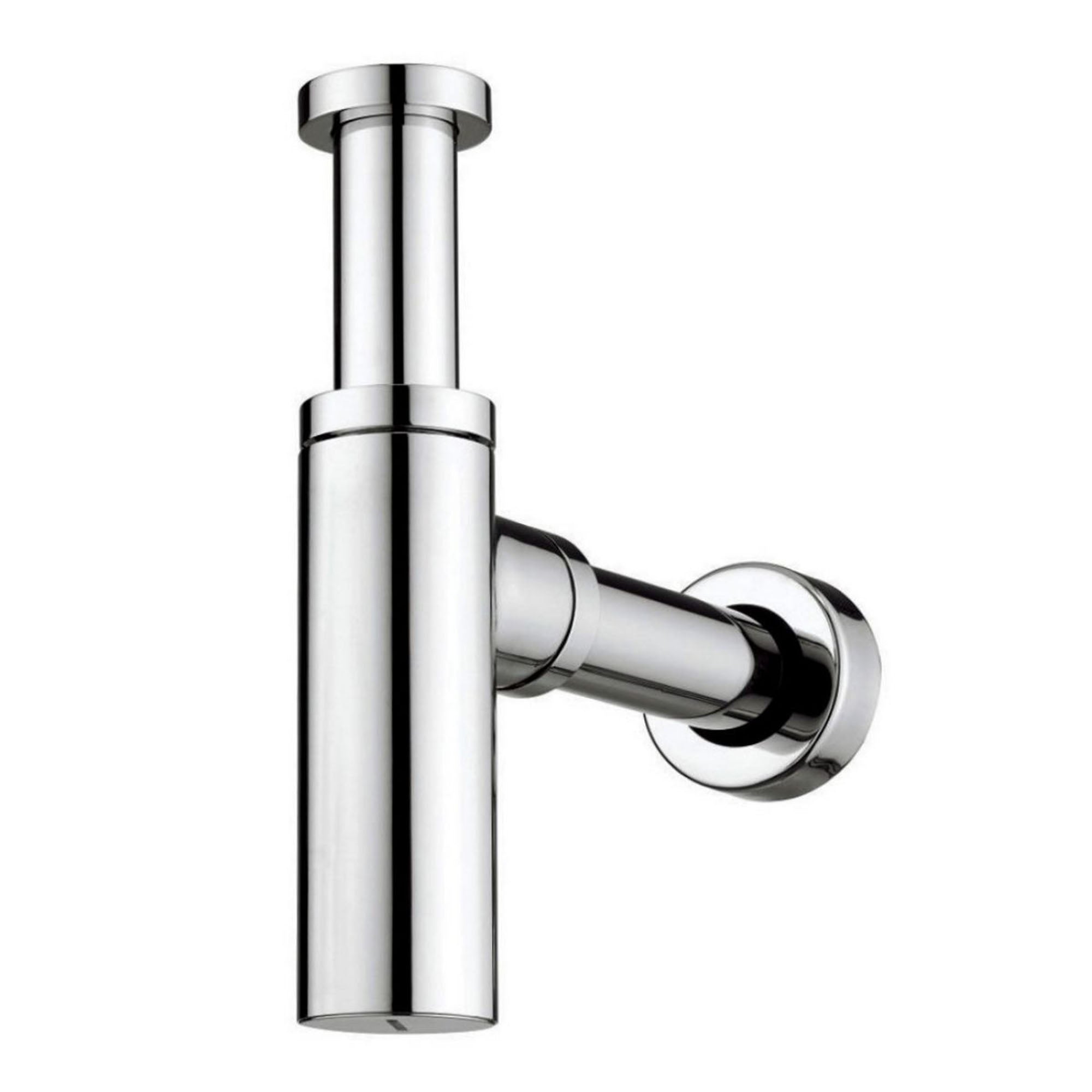 400mm Curved Wall Hung 1 Tap Hole Basin Chrome Waterfall Tap & Minimalist Bottle Trap Waste