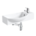 400mm Curved Wall Hung 1 Tap Hole Basin Chrome Dom Tap & Bottle Trap Waste