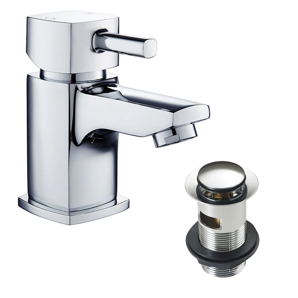 Small Compact Wall Hung Basin, Hero Mono Basin Mixer Tap, Waste & Plastic Trap (PK2)