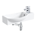 460mm Wall Hung Cloakroom Basin & Chrome Tap Kit with Bottle Trap & Slotted Waste