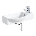 FNX 460mm Wall Hung Cloakroom Basin Set with Chrome Tap & Minimalist Bottle Trap