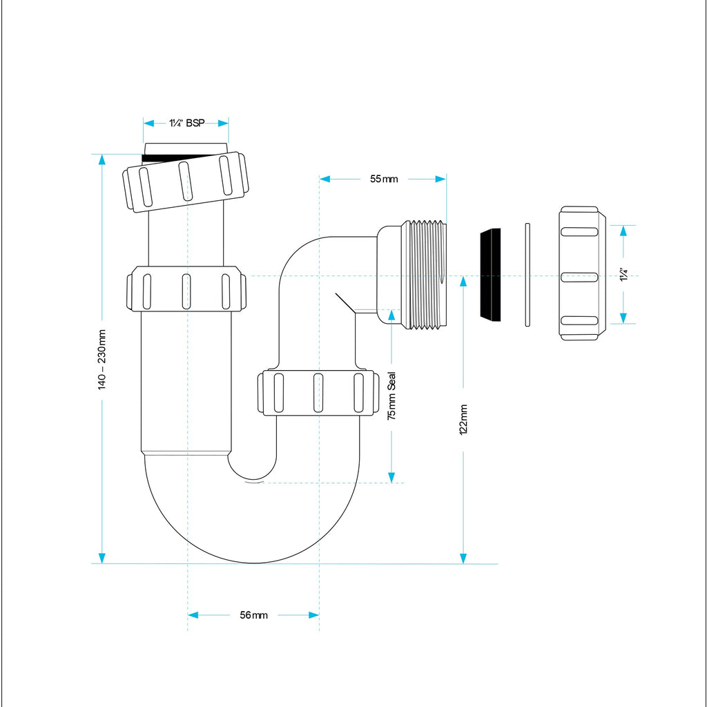 400mm Curved Wall Hung 1 Tap Hole Basin Chrome Hero Tap & Plastic Trap Waste