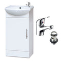 Gloss White 420mm Compact Freestanding Vanity Unit with Basin, Tap & Waste - Ideal for Cloakrooms