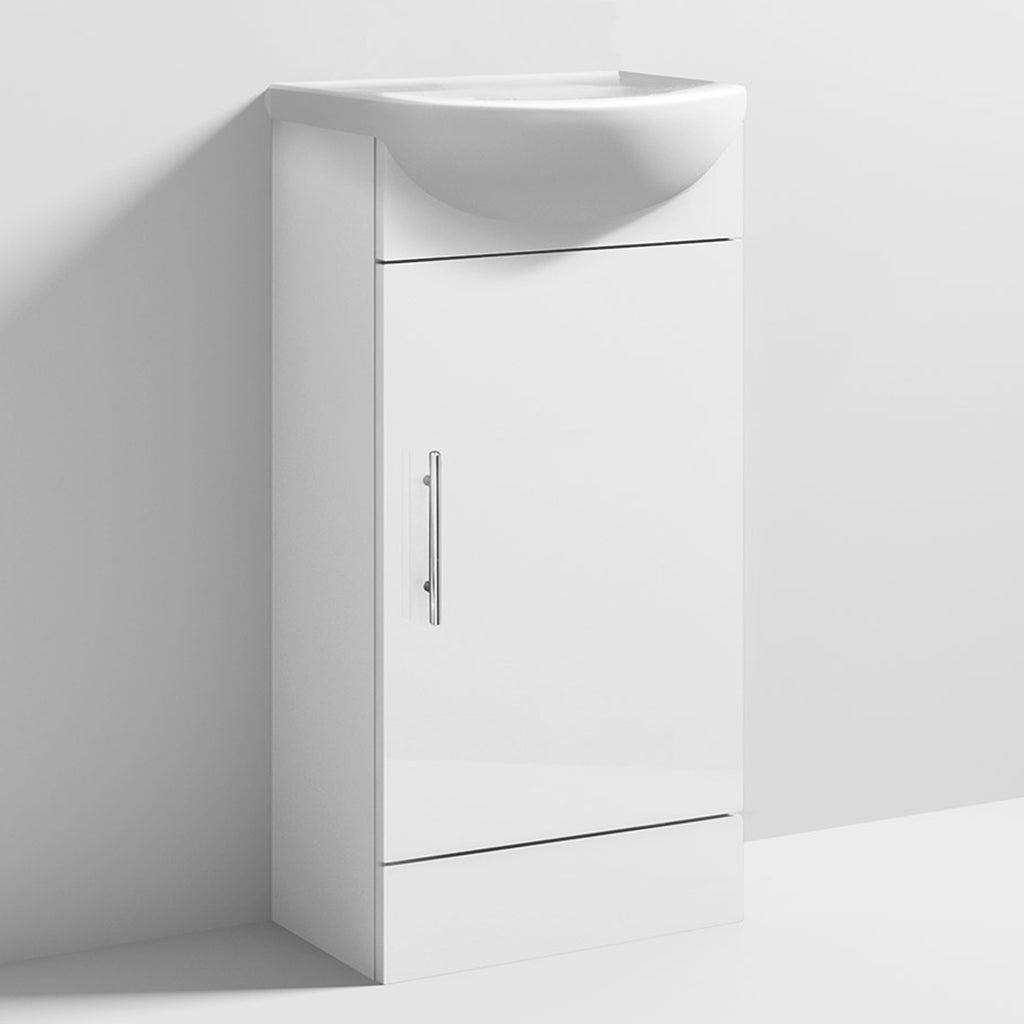 420mm Gloss White Freestanding Cloakroom Vanity Unit & Basin with Storage