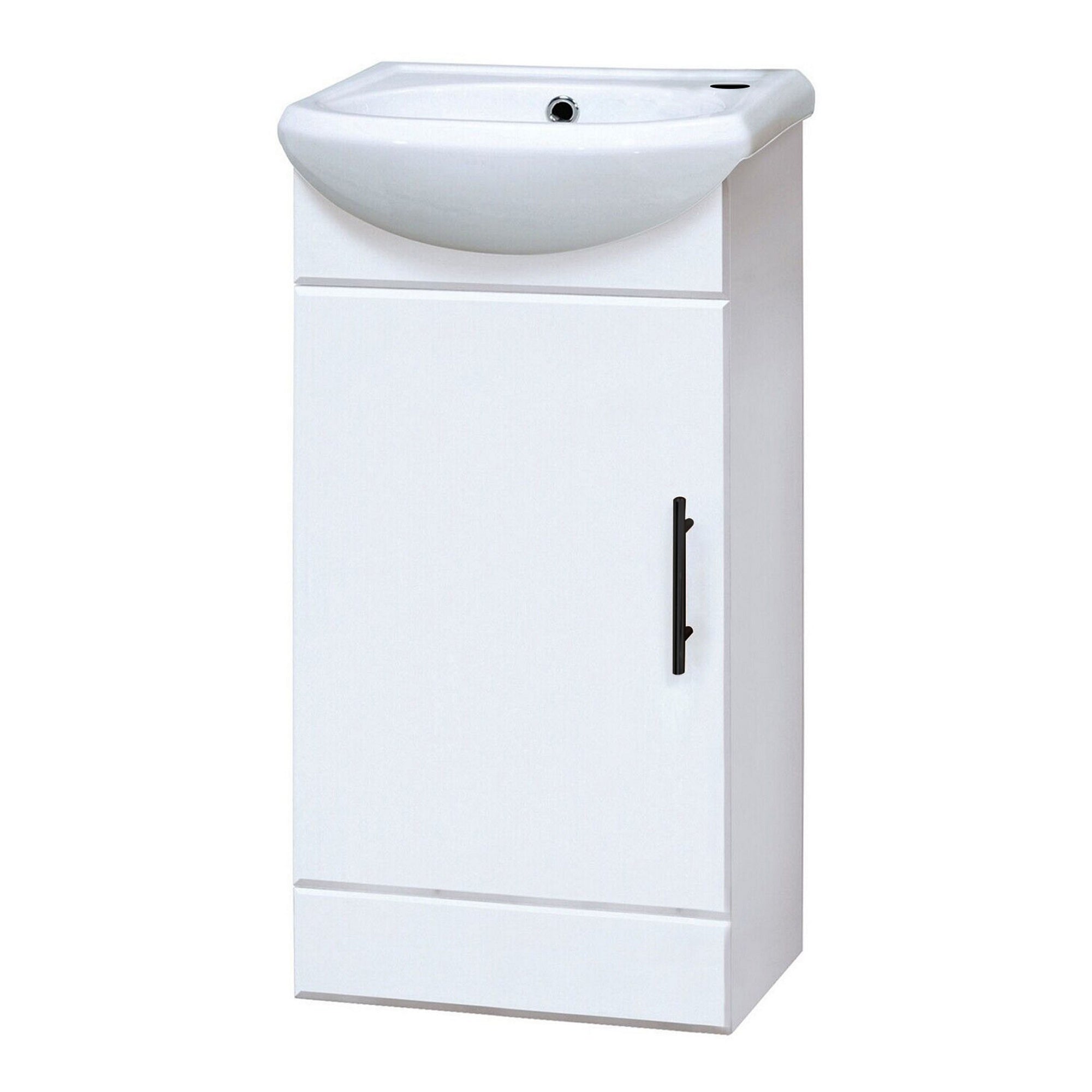 FNX Bathrooms 420mm Compact Cloakroom Vanity Unit with Gloss White Basin & Soft-Close Door