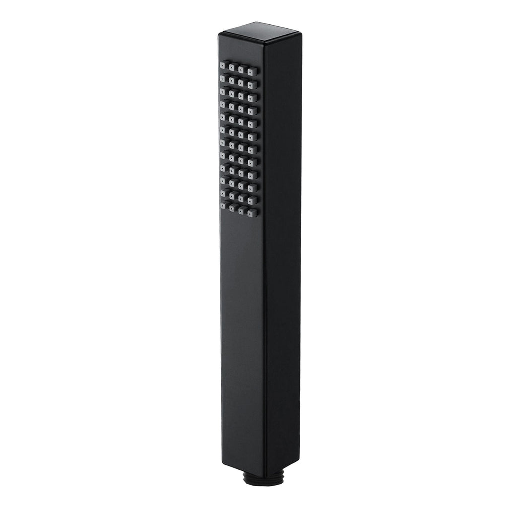 Matt Black Square Pencil Head Shower Handset 1.5m Smooth PVC Hose & Wall Bracket