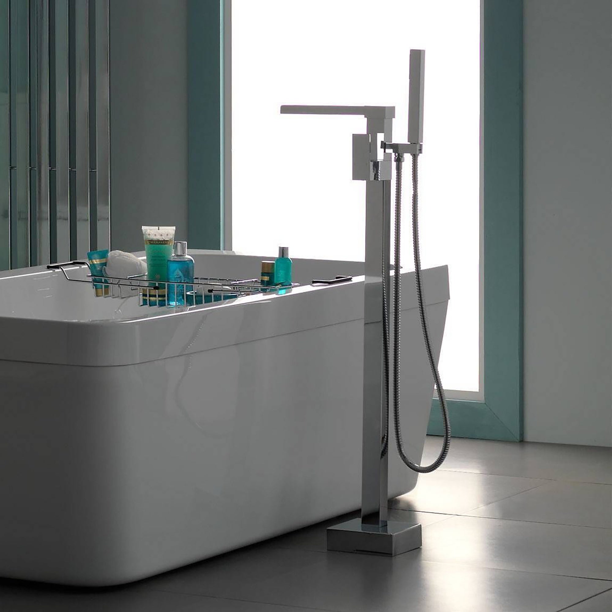 Chrome Freestanding Bath Shower Mixer Tap Form Style