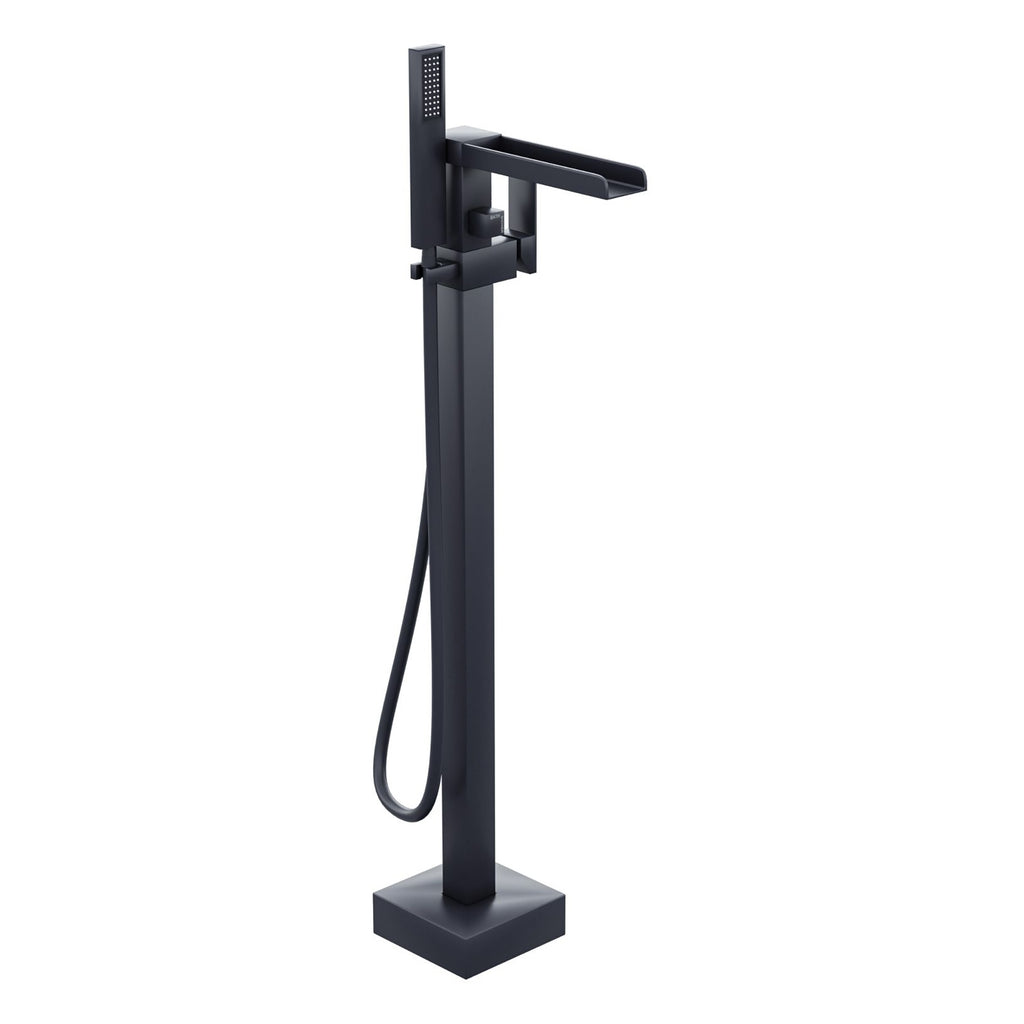 Matt Black Waterfall Freestanding Bath Shower Mixer Tap