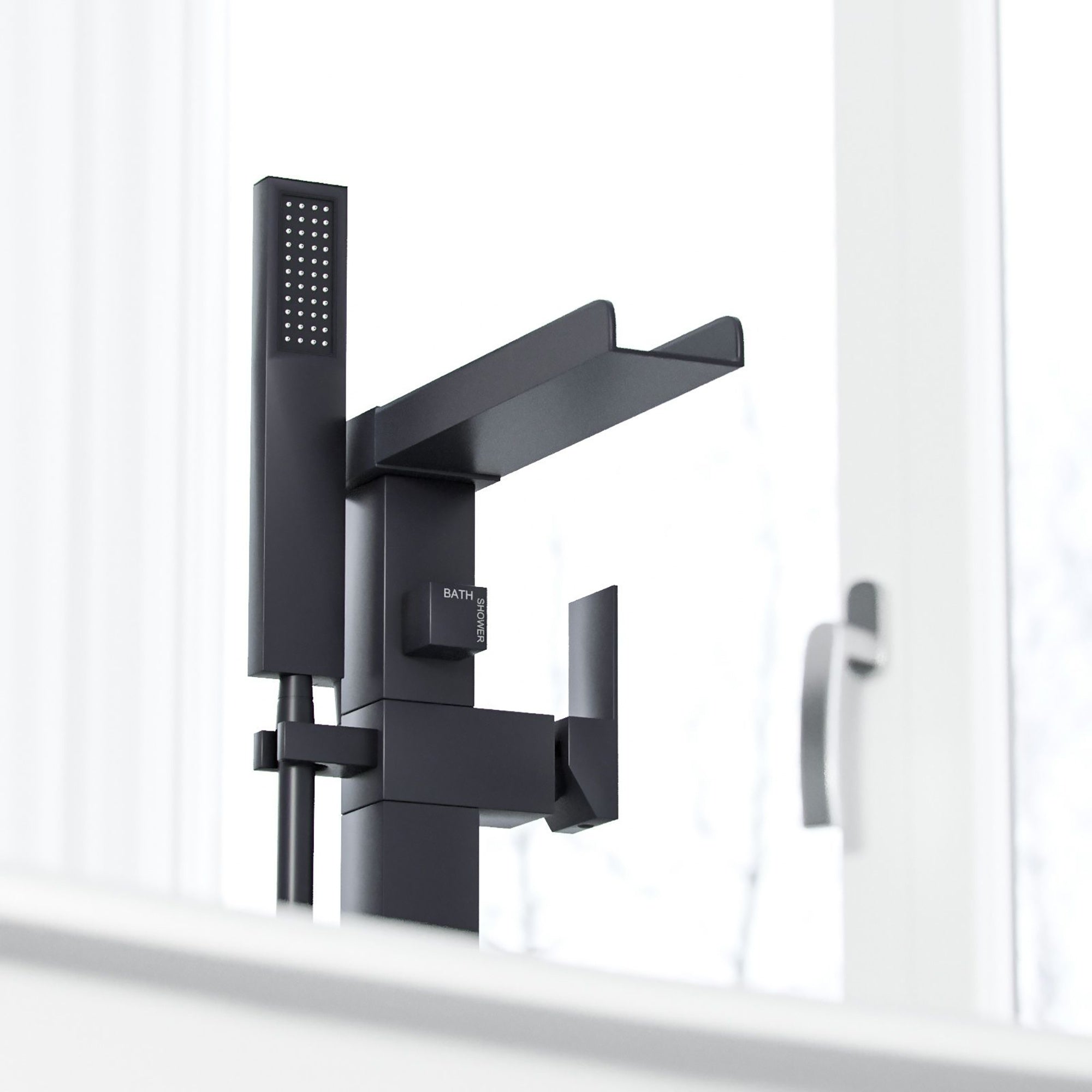 Matt Black Waterfall Freestanding Bath Shower Mixer Tap