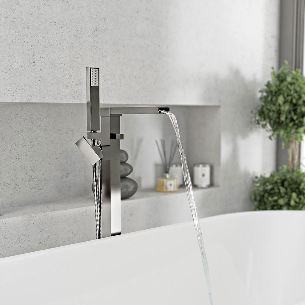Chrome Waterfall Freestanding Bath Shower Mixer Tap