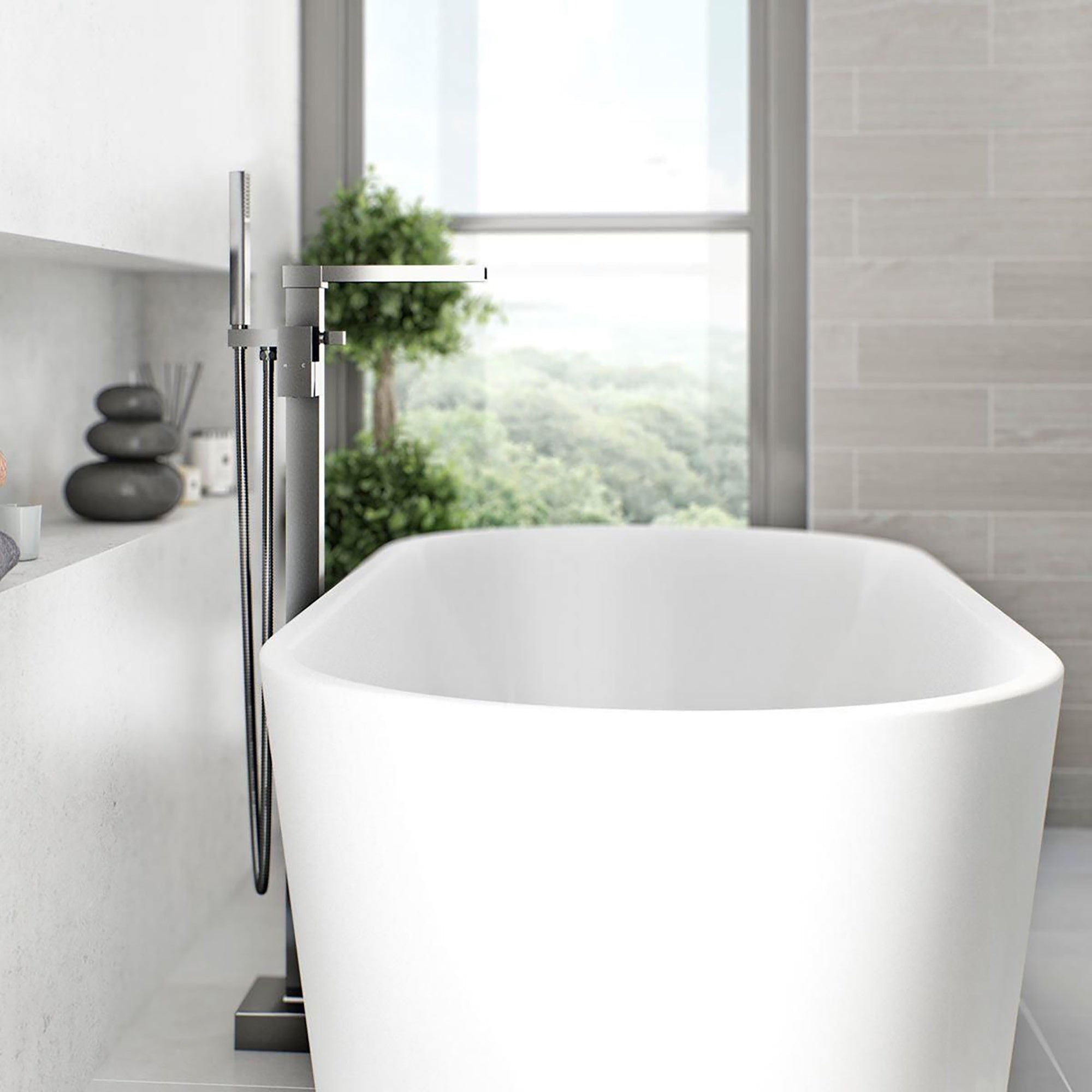 Chrome Waterfall Freestanding Bath Shower Mixer Tap