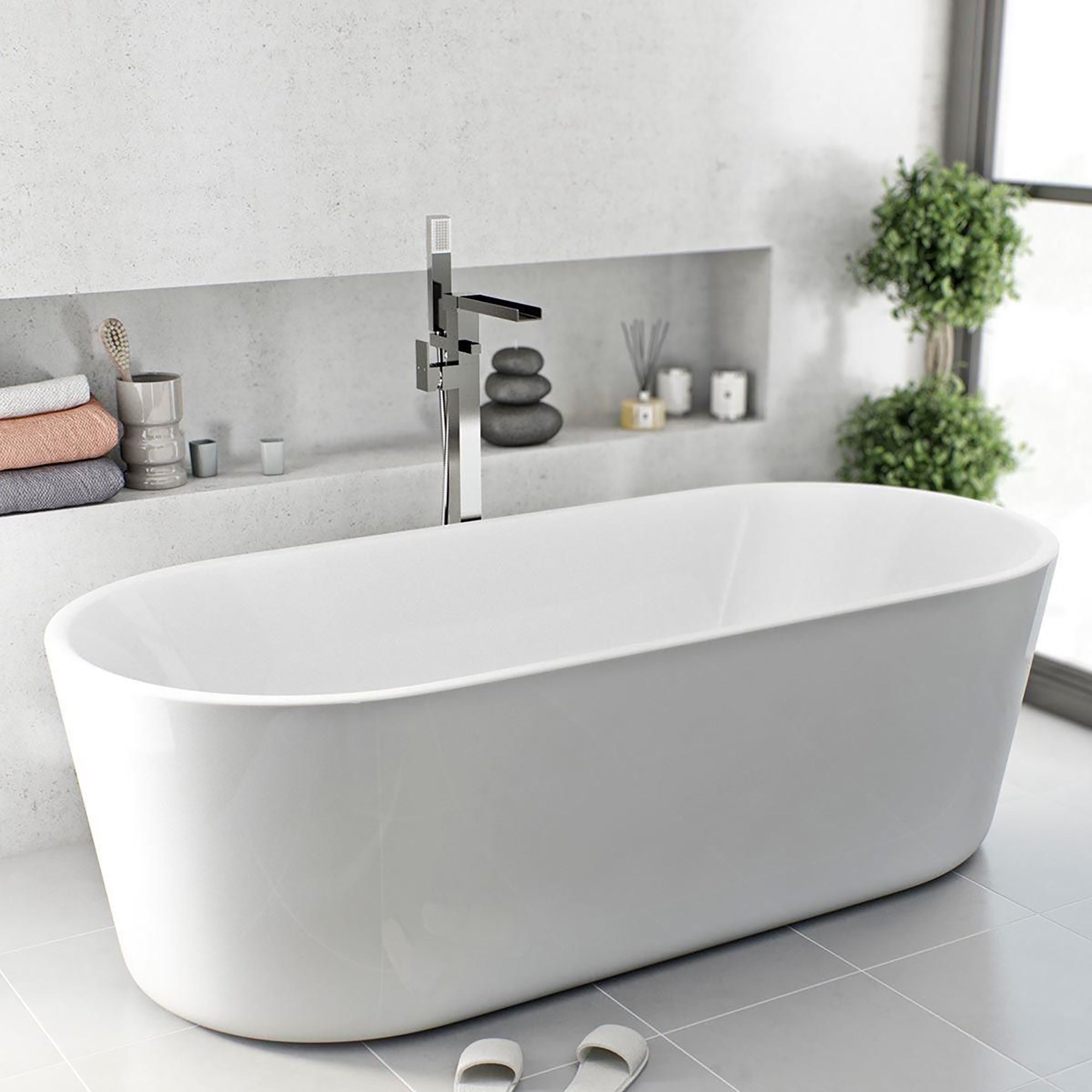 Chrome Waterfall Freestanding Bath Shower Mixer Tap