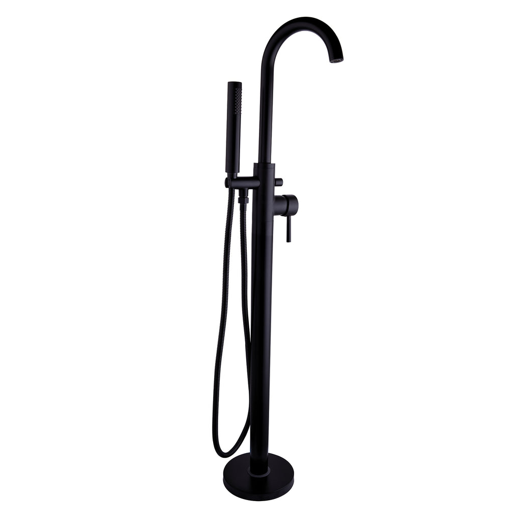 Round Free Standing Bath Shower Mixer Tap Matt Black