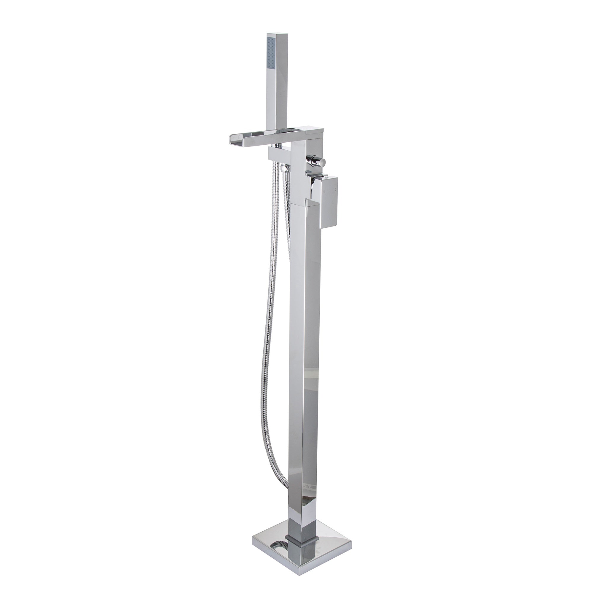 Waterfall Free Standing Bath Shower Mixer Tap Square Chrome
