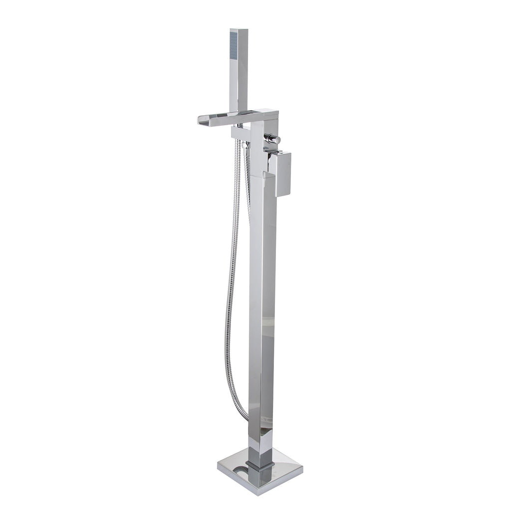 Waterfall Free Standing Bath Shower Mixer Tap Square Chrome
