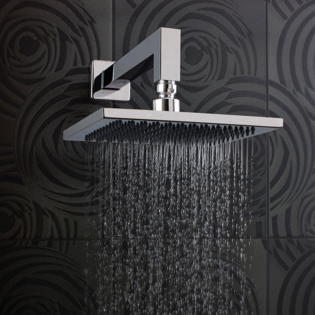 Athena Square Chrome Concealed Shower Valve 2 Handle 2 Outlet Luxury Solid Brass