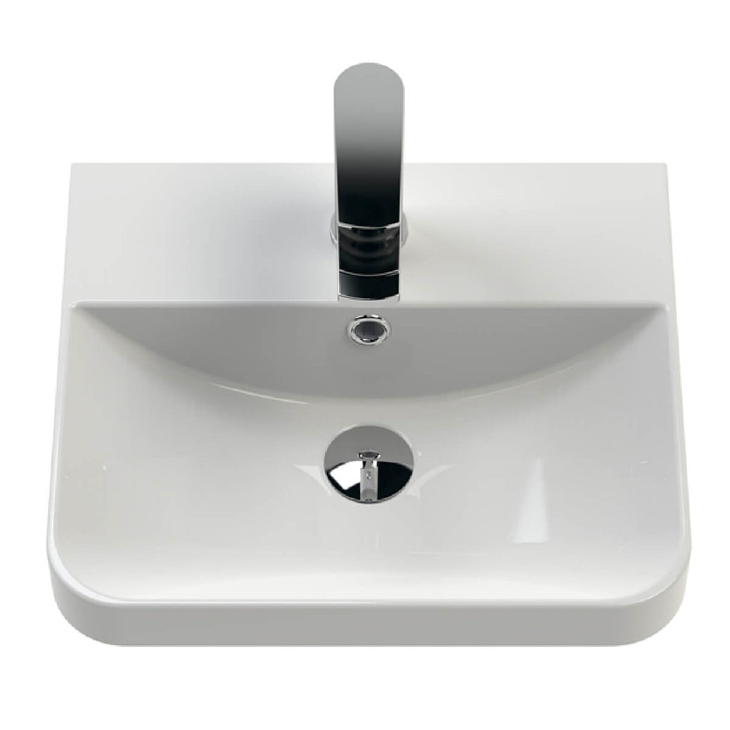 Satin Anthracite Grey Floor Standing 1-Door Vanity Unit with Thin Edge Basin 400mm Wide