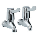 Chrome Kitchen Sink Lever Bib Taps 1/4 Turn Hot & Cold