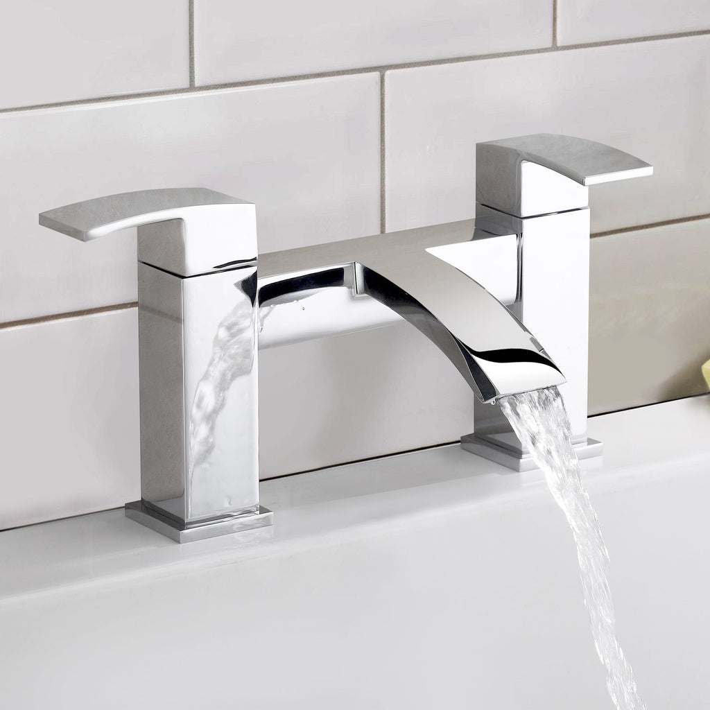 Chrome Lucia Waterfall Basin & Bath Filler Tap Pack Including Bath Waste