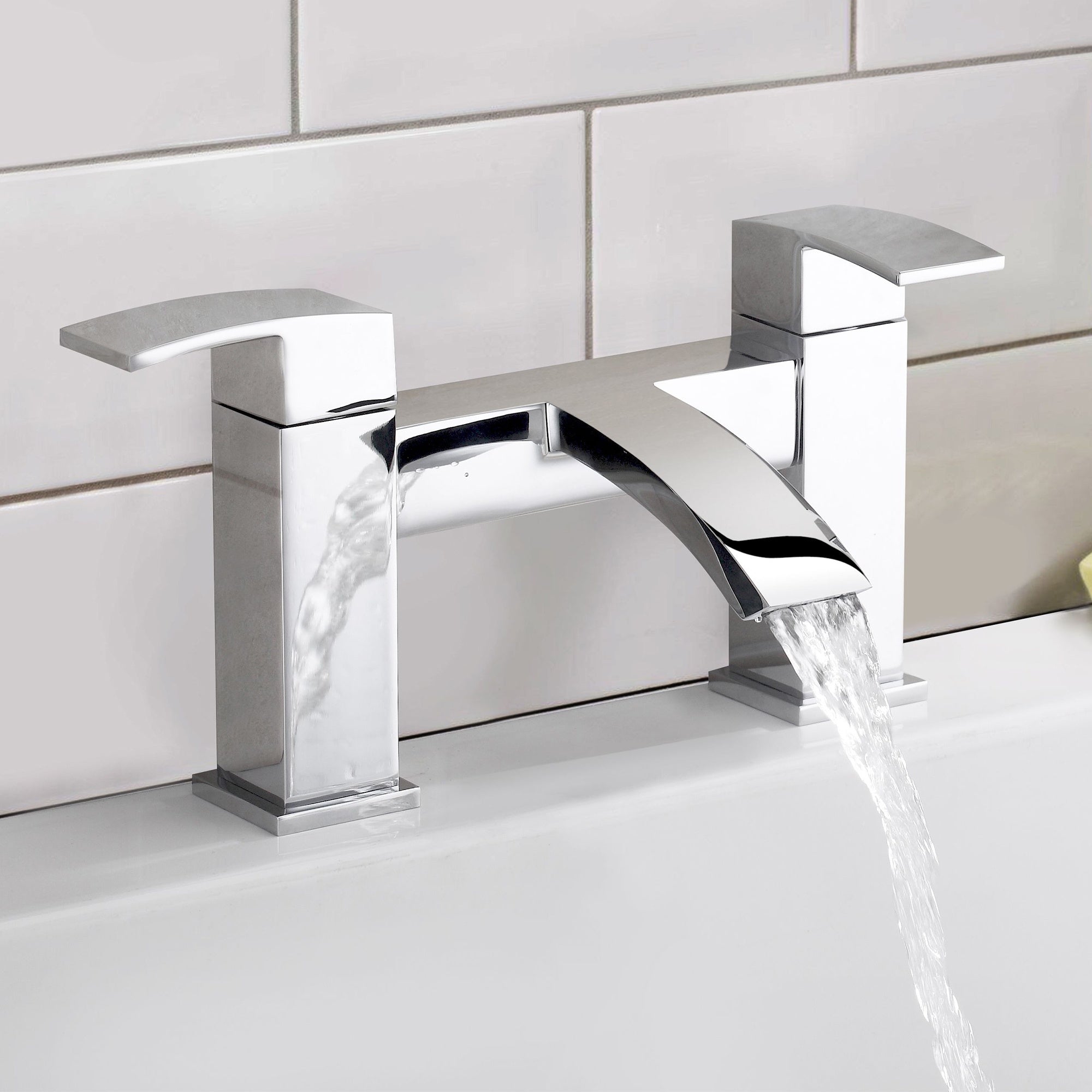 Chrome Lucia Waterfall Basin & Bath Filler Tap Pack Including Bath Waste