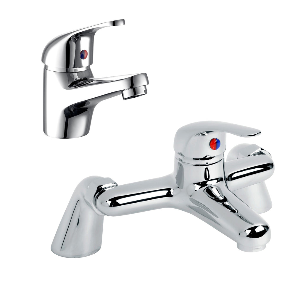 Chrome Dom Basin Tap & Bath Filler Including Bath Waste