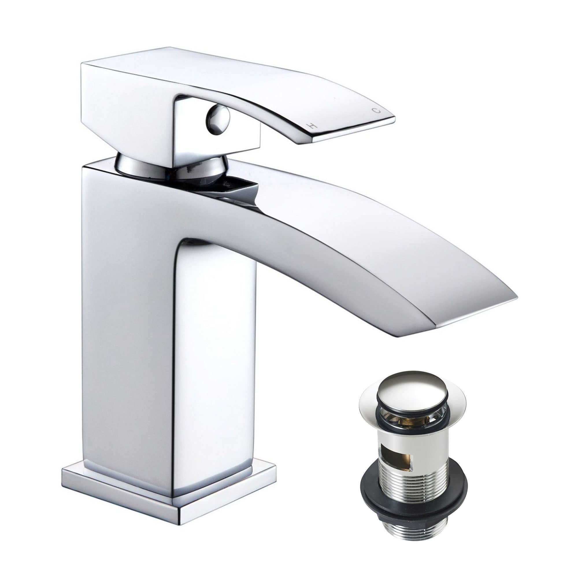 Chrome Lucia Waterfall Basin & Bath Filler Tap Pack